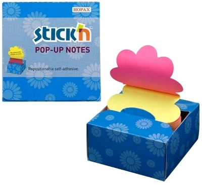 Stickxb4N *Lipnūs lapeliai Stick´N 21430, Z-Notes, 76x76mm, 200 lapelių, su kartoniniu dėklu, gėlytės formos, geltonos ir rožinės spalvos