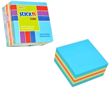 Stickxb4N Lipnūs lapeliai Stick´n, 51x51mm, 250 lapelių, mėlynos spalvos atspalviai