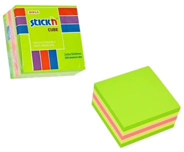 Stickxb4N Lipnūs lapeliai Stick´n, 51x51mm, 250 lapelių, žalios spalvos atspalviai