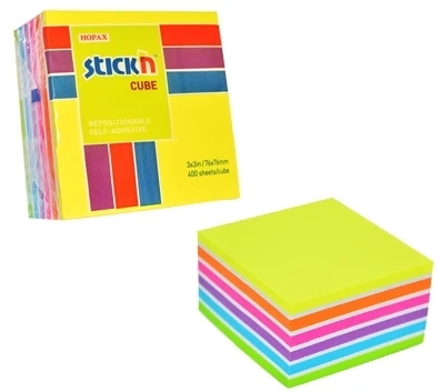 Stickxb4N Lipnūs lapeliai Stick´n, 76x76mm, 400 lapelių, įvairių spalvų