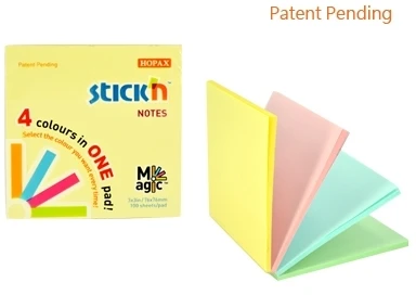 Stickxb4N Lipnūs lapeliai Stick´N Magic Pads 21571, 76x76mm, 4x25 lapelius, 4 pastelinės spalvos