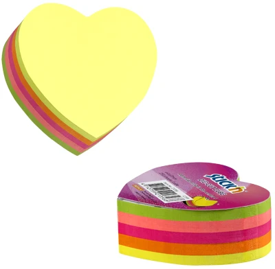 Stickxb4N Lipnūs lapeliai StickN 21356, 64x67mm, širdis, neoninės spalvos, 250 lapelių