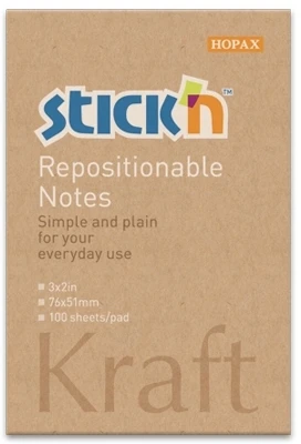 Stickxb4N Lipnūs lapeliai StickN 21638 51x76mm, 100 lapelių, kraft