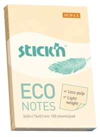 Stickxb4N Lipnūs lapeliai StickN, 21741, Eco, 76x51mm, 100 lapelių, geltonos spalvos