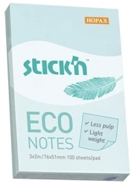 Stickxb4N Lipnūs lapeliai StickN, 21743, Eco, 76x51mm, 100 lapelių, melsvos spalvos