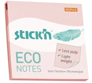 Stickxb4N Lipnūs lapeliai StickN, 21746 ,Eco, 76x76mm, 100 lapelių, rožinės spalvos