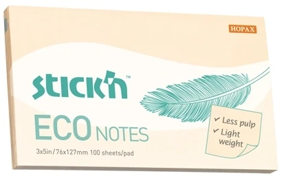 Stickxb4N Lipnūs lapeliai StickN, 21749, Eco, 76x127mm, 100 lapelių, geltonos spalvos