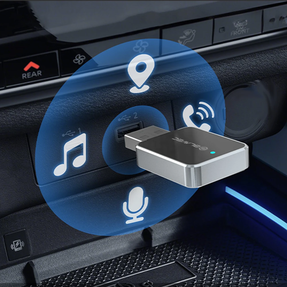 Blavec Adapteris Carplay Android Auto wireless BCP-02 – Bluetooth Wifi USB + adapteris Typ C (CPAABCP02-BWUB) juodos spalvos