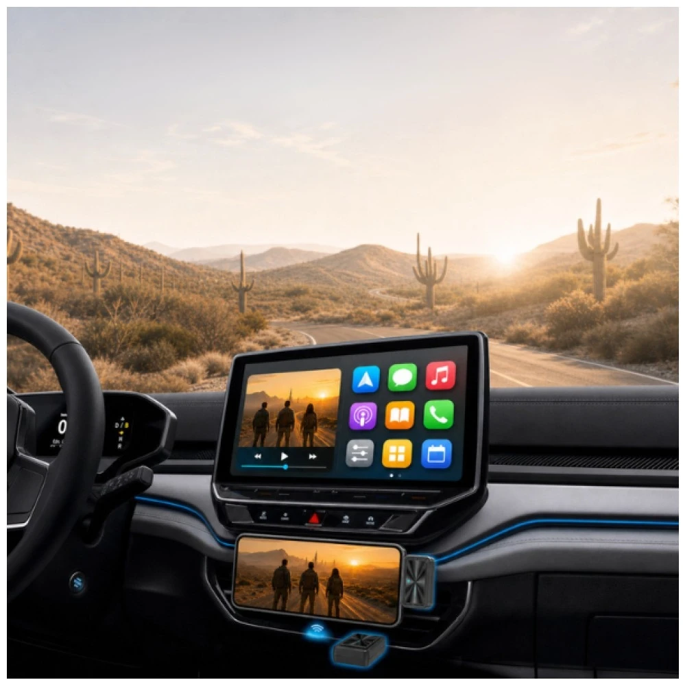 Car keitiklis 4smarts transmetimas Screen Mirroring CarPlay juodos spalvos