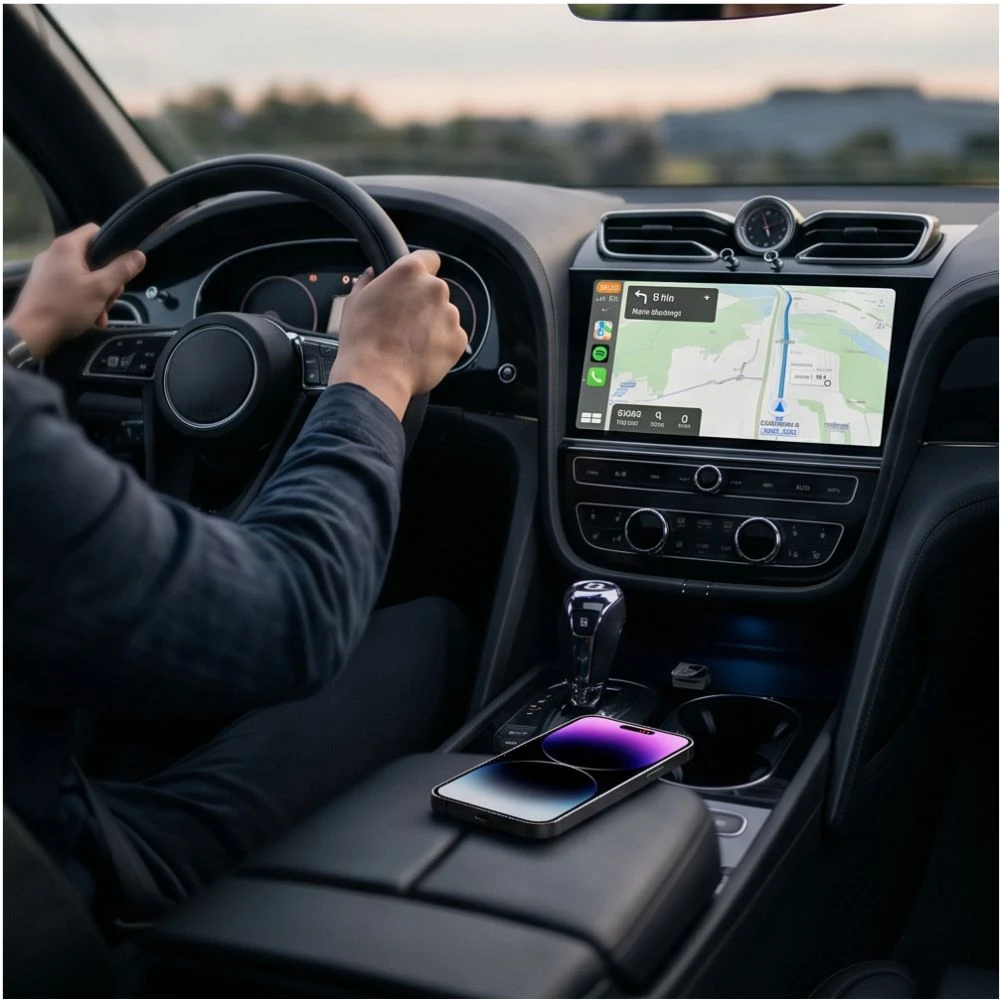 TECH-PROTECT ULTRABOOST CA01 APPLE CARPLAY / ANDROID AUTO ADAPTERIS USB BLUETOOTH 5.4 MATINĖ JUODA