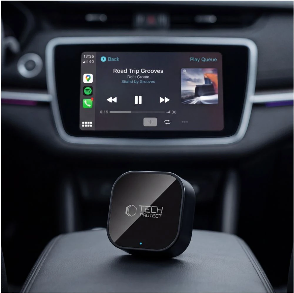 TECH-PROTECT ULTRABOOST CA01 APPLE CARPLAY / ANDROID AUTO ADAPTERIS USB BLUETOOTH 5.4 MATINĖ JUODA
