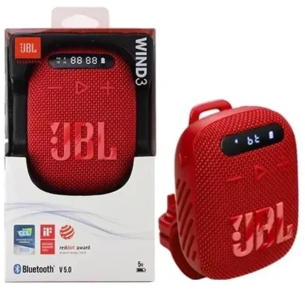Belaidė kolonėlė JBL Wind 3 su laikikliu ant vairo, raudona