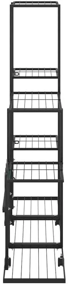 Stovas augalams su ratukais, juodas, 94,5x25x92,5cm, metalas