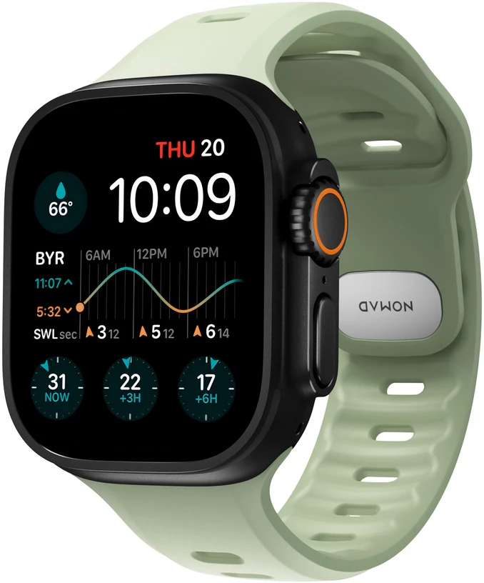 Dirželiai ir juostos Nomad Tempo Apyrankė, jūros žolės spalvos – Apple Watch 49mm / Ultra