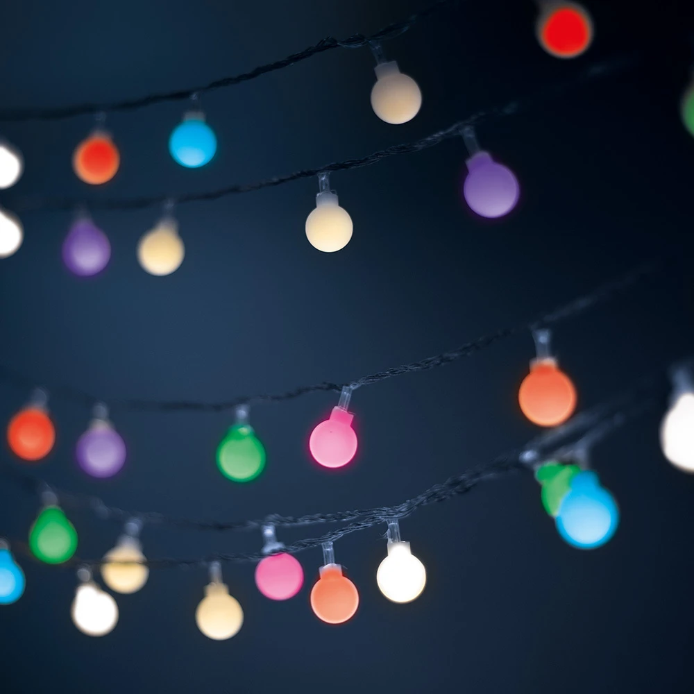 Saulės energija maitinama LED girlianda FROSTED BALLS SFB62 6,5m 30 lempučių, daugiaspalvė Forever Light