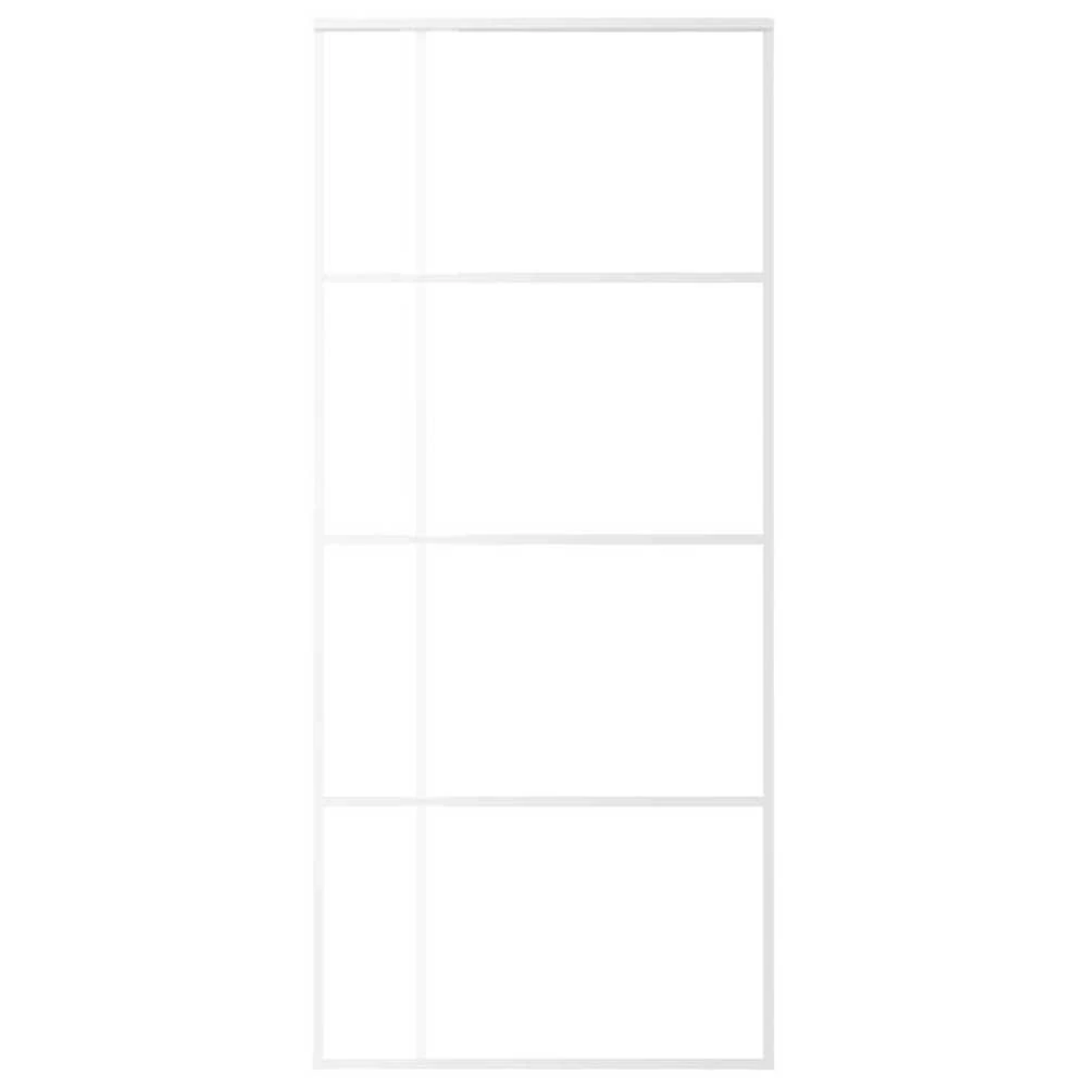 Stumdomos durys, baltos, 90x205cm, ESG stiklas ir aliuminis