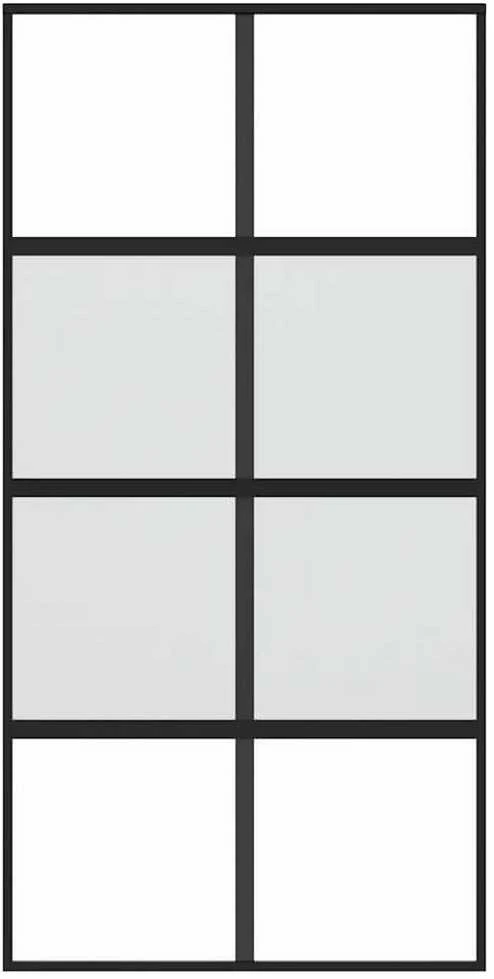 Stumdomos durys, juodos, 102,5x205cm, stiklas ir aliuminis