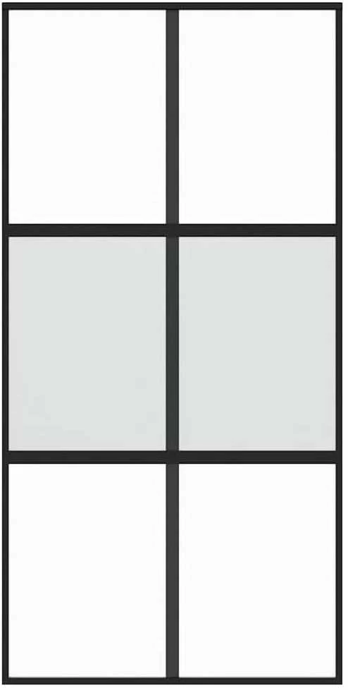 Stumdomos durys, juodos, 102,5x205cm, stiklas ir aliuminis