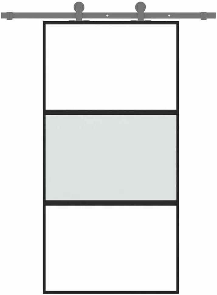 Stumdomos durys, juodos, 102,5x205cm, stiklas ir aliuminis
