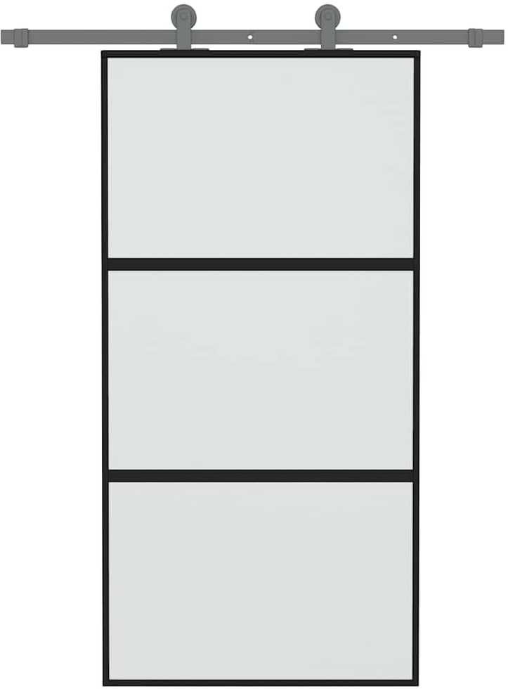 Stumdomos durys, juodos, 102,5x205cm, stiklas ir aliuminis