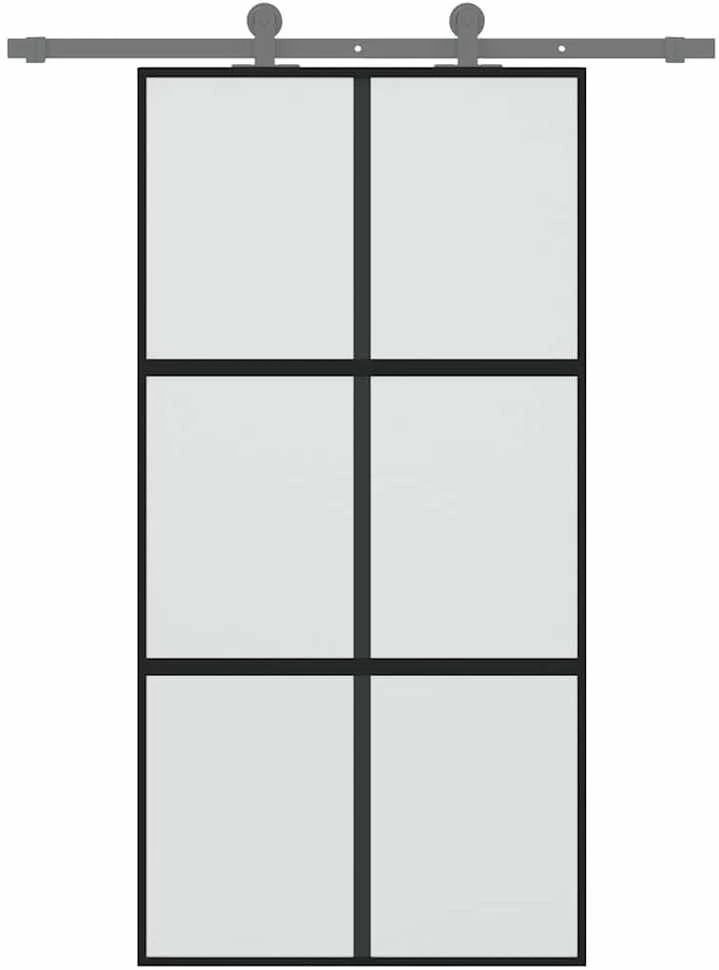Stumdomos durys, juodos, 102,5x205cm, stiklas ir aliuminis