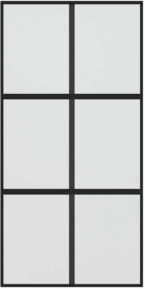 Stumdomos durys, juodos, 102,5x205cm, stiklas ir aliuminis