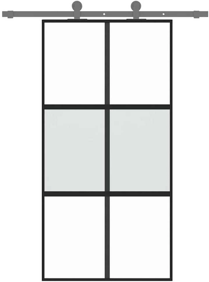 Stumdomos durys, juodos, 102,5x205cm, stiklas ir aliuminis