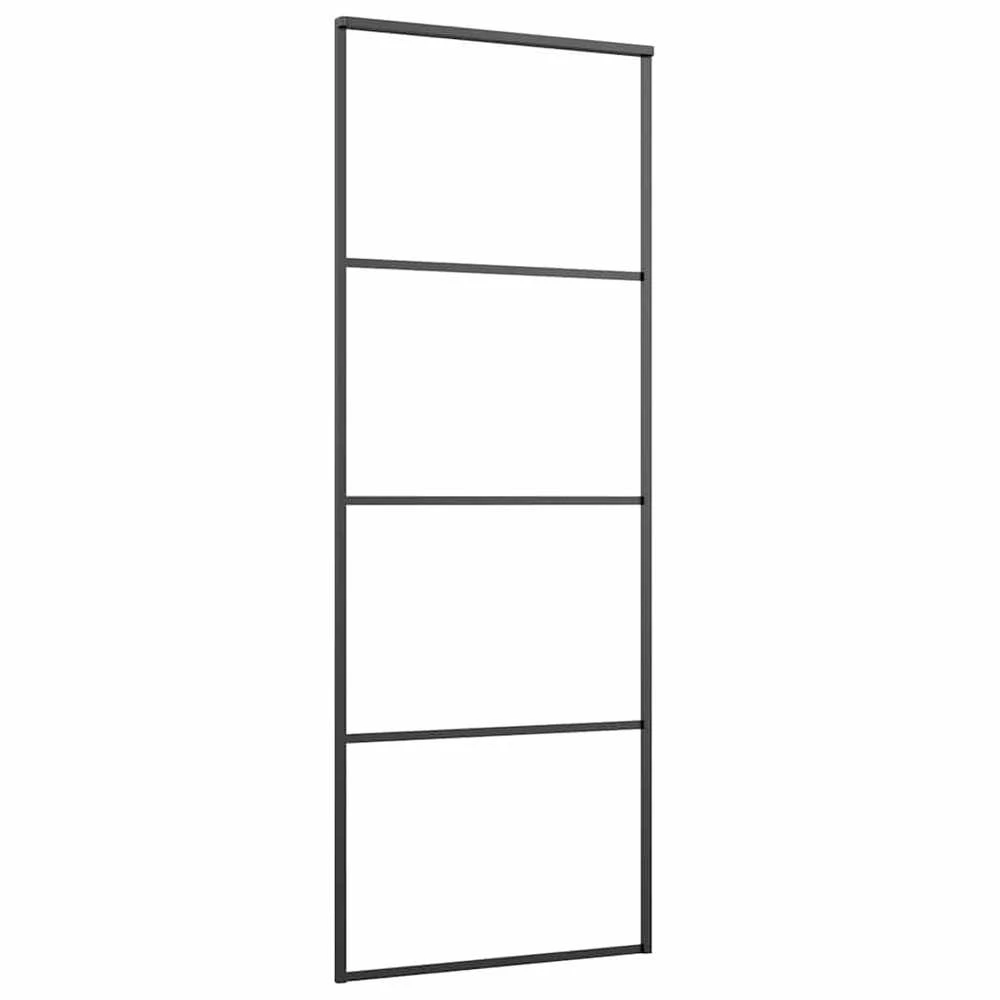 Stumdomos durys, juodos, 76x205cm, ESG stiklas ir aliuminis