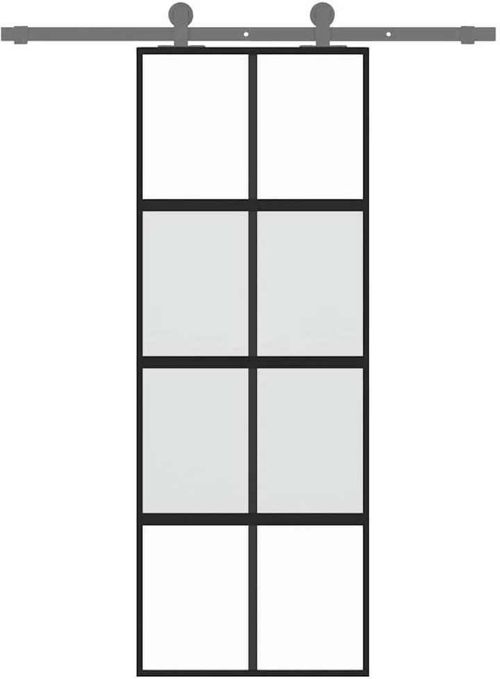 Stumdomos durys, juodos, 76x205cm, grūdintas stiklas/aliuminis