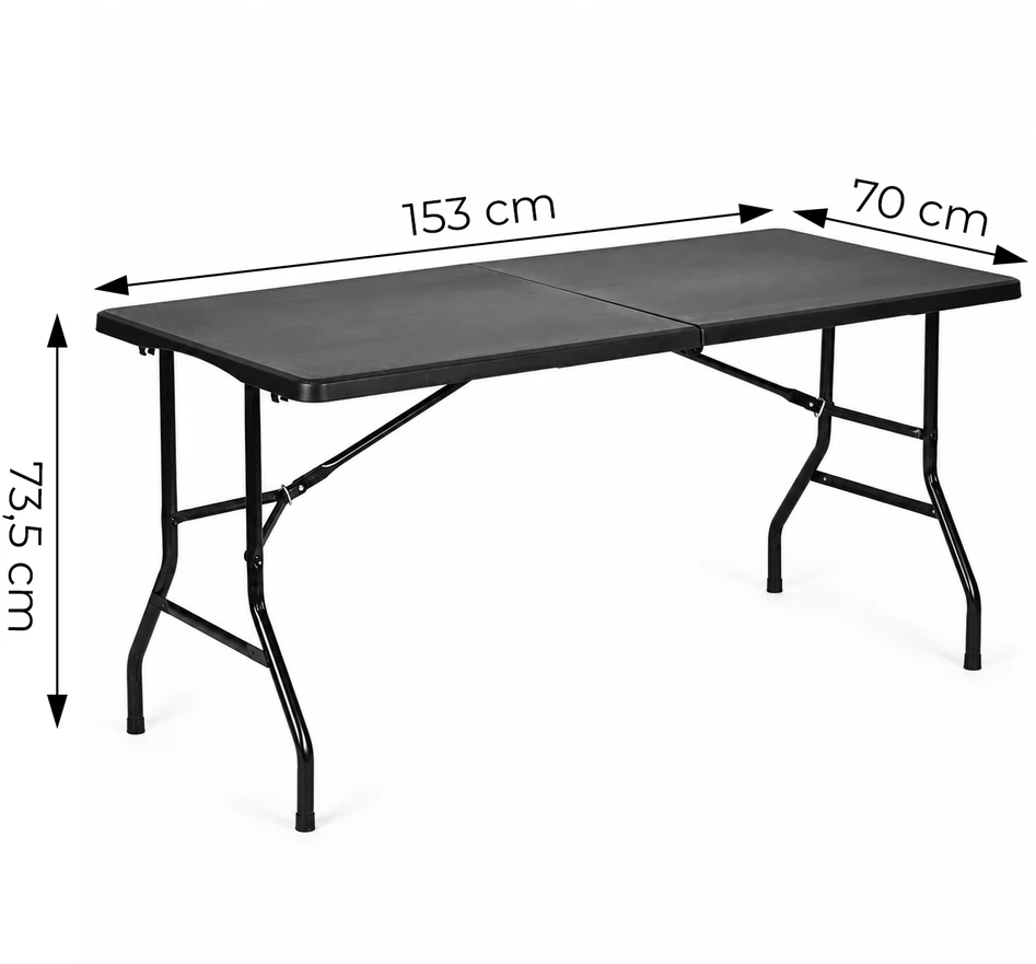 Sudedamas sodo kateringinis stalas 153×70 cm, lagamino tipo, juodas MultiGarden