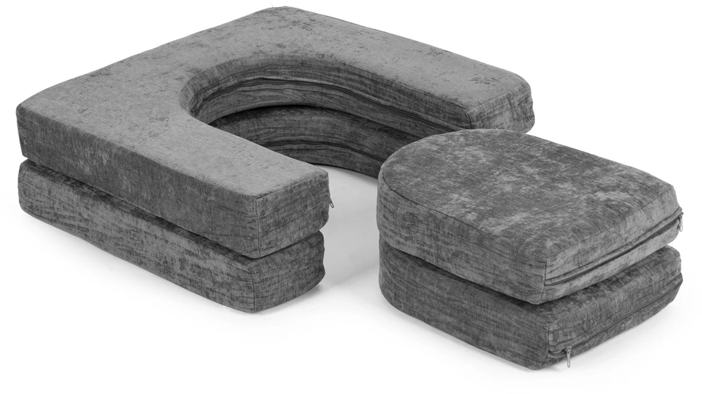 Ecotoys Sulankstoma pilka didelė modulinė sofa vaikams