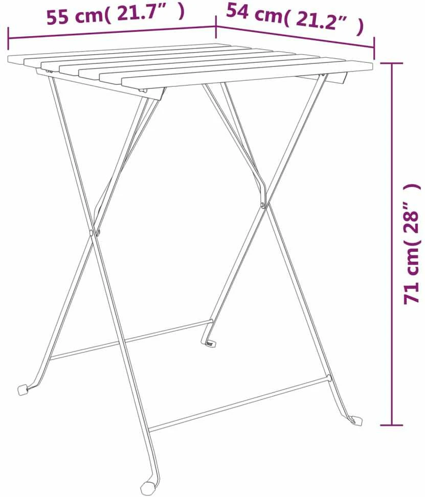 Sulankstomas bistro stalas, 55x54x71cm, tikmedis ir plienas