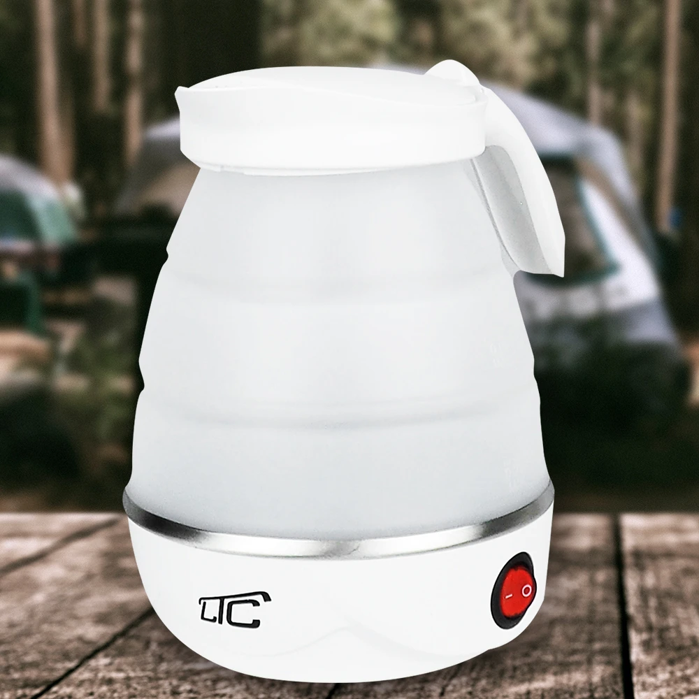 Sulankstomas silikoninis mini turistinis virdulys baltas 220-240V/50Hz 0,6L LTC