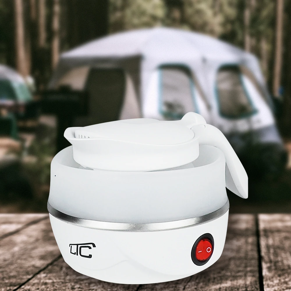 Sulankstomas silikoninis mini turistinis virdulys baltas 220-240V/50Hz 0,6L LTC