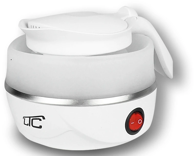 Sulankstomas silikoninis mini turistinis virdulys baltas 220-240V/50Hz 0,6L LTC