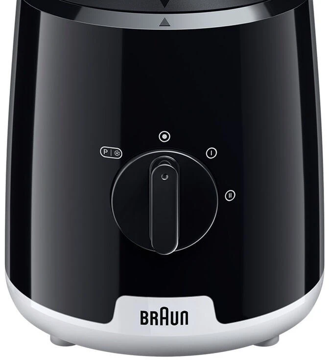 Braun stacionarus blenderis PowerBlend 1, 600 W, 1.5 l stiklinis ąsotis, butelis Smoothie2Go, juodas, JB1051BK