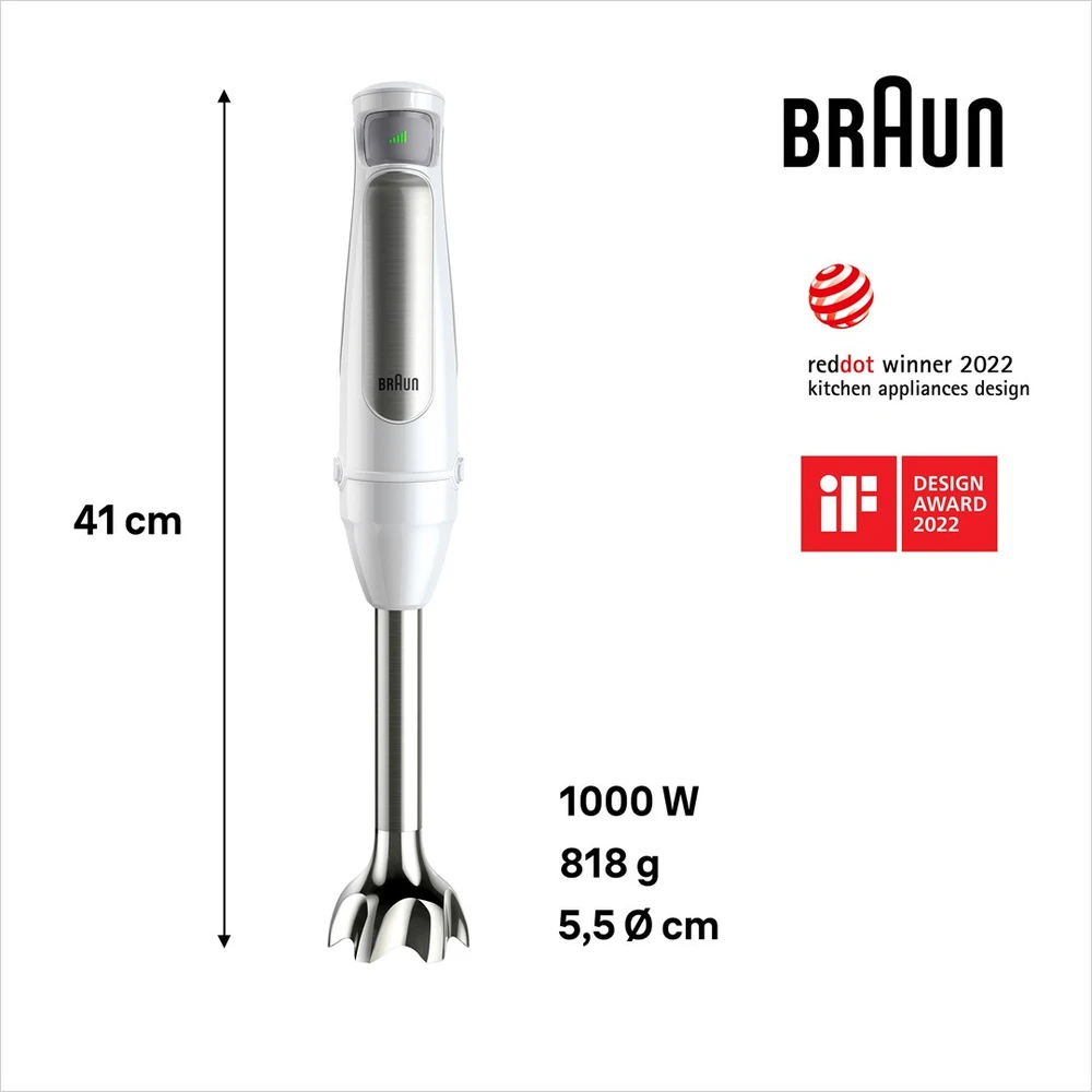 Braun MultiQuick 7 MQ7035IWH 0,6 L Panardinamas maišytuvas 1000 W Nerūdijančiojo plieno, Balta