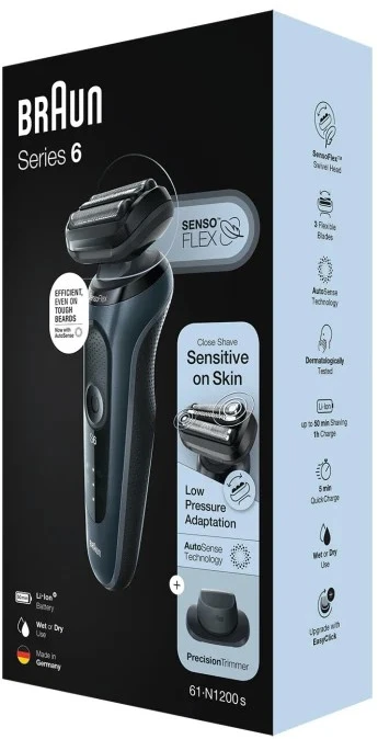 Braun Series 6 61-N1200s Skustuvas Apkarpymo mašinėlė Juoda