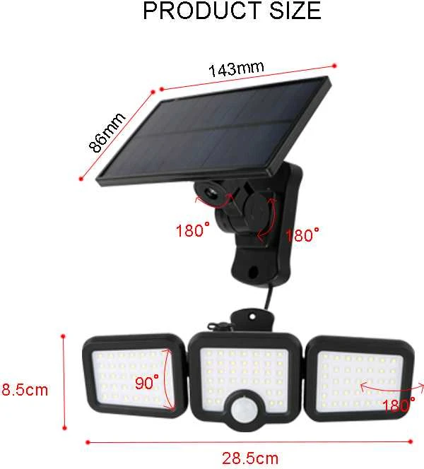 TelForceone SUNARI saulės lempa LED FLS-04 108*SMD PIR 10W 800lm 6000K 2400mAh Li-Ion Forever Light