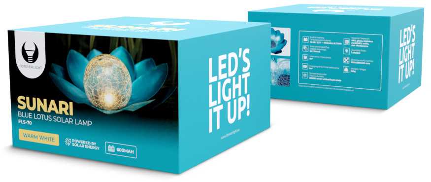 Plastrol SUNARI saulės lempa LED FLS-70 Lotus Flower Mėlyna 3000K 600mAh Ni-MH Forever Light