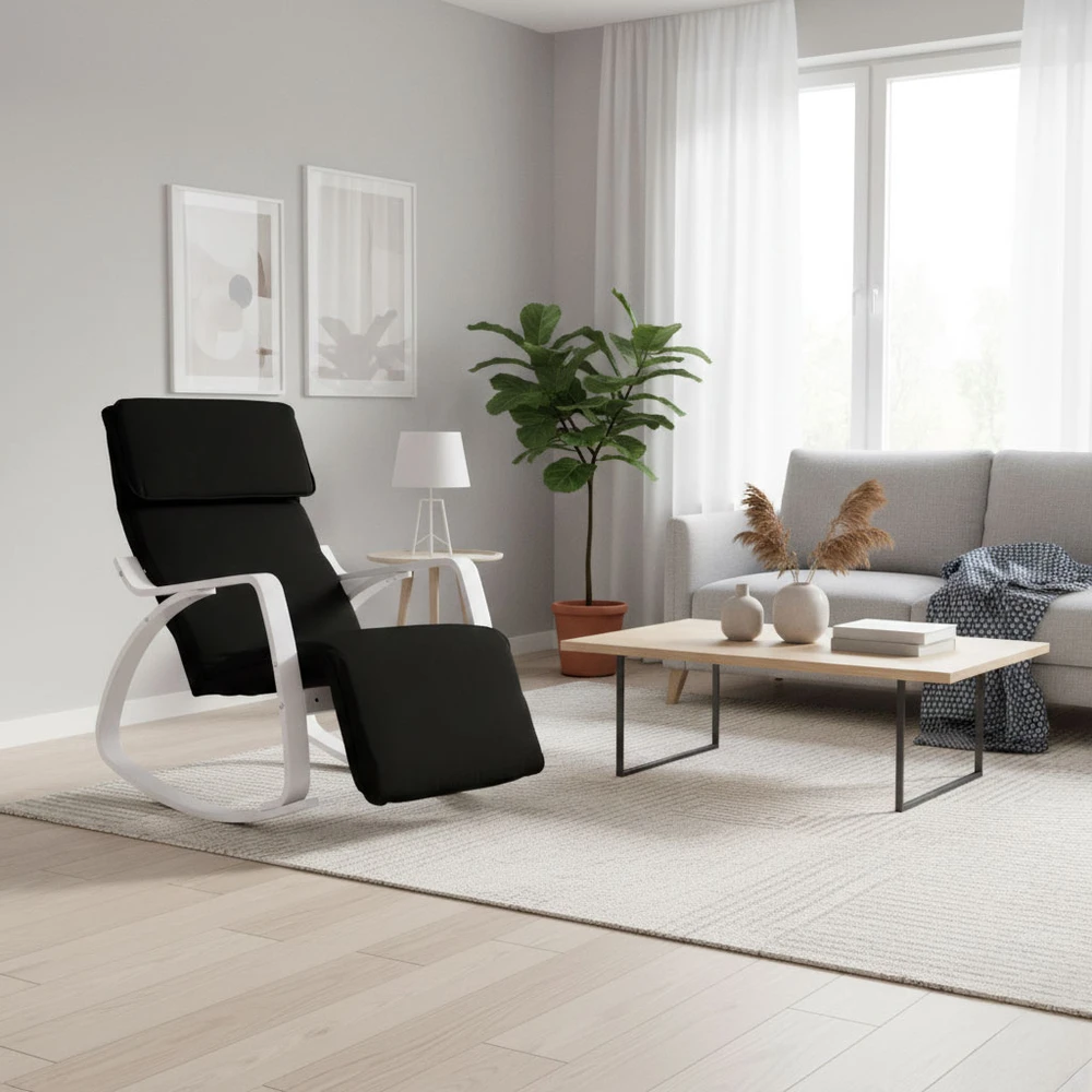 ModernHome Supama kėdė su reguliuojama atrama kojoms, baltas rėmas