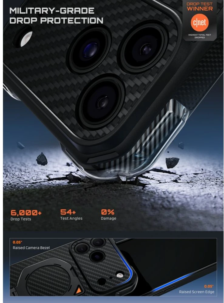 SUPCASE AERO MAG MagSafe iPhone 17 PRO MAX / 18 PRO MAX ARAMIDINIS DĖKLAS Juodas