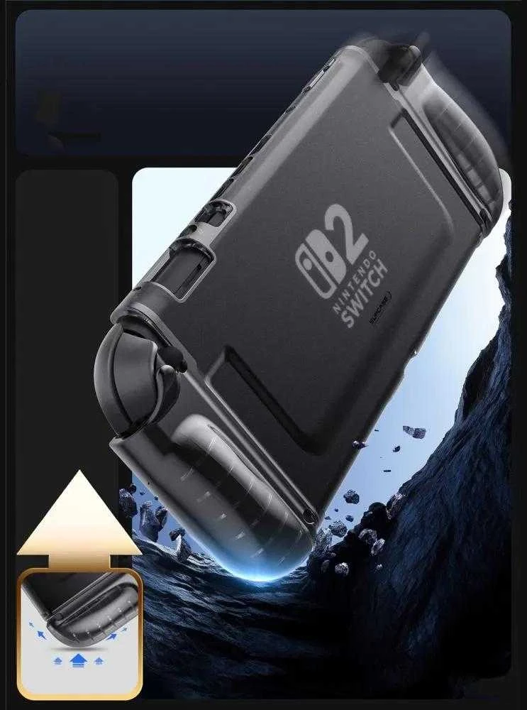 „Supcase Crystal“ dėklas, skirtas „Nintendo Switch 2“ – permatomas juodas
