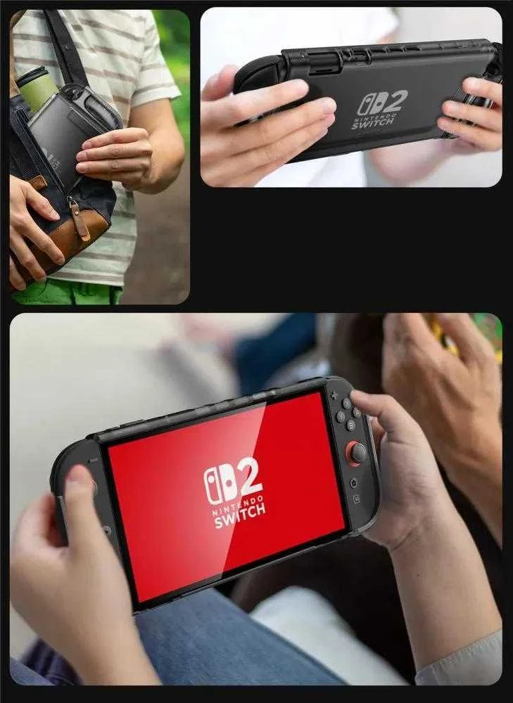 „Supcase Crystal“ dėklas, skirtas „Nintendo Switch 2“ – permatomas juodas