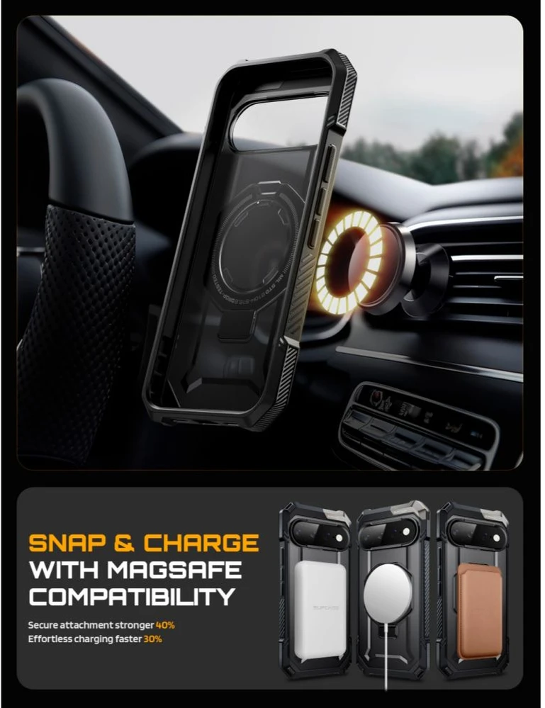 SupCase UB GRIP MAG MagSafe DĖKLAS GOOGLE PIXEL 11 Pro XL Juodas