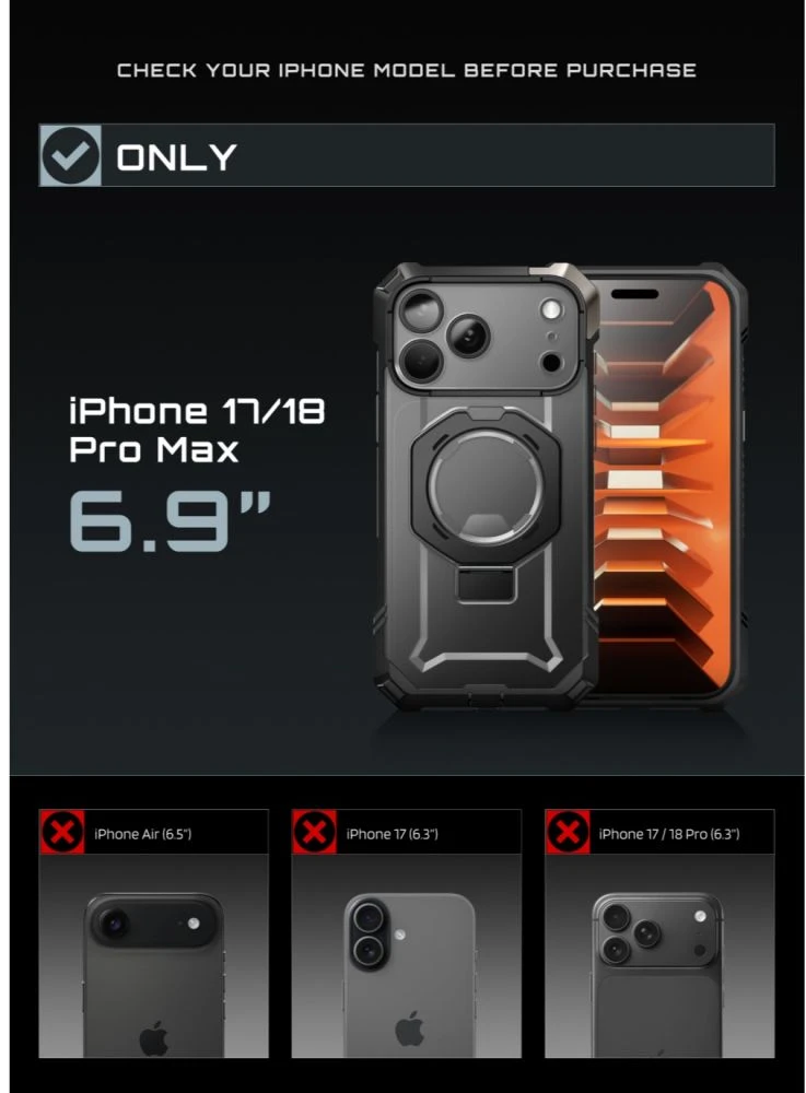 SupCase UB GRIP MAG MagSafe iPhone 17 Pro Max / 18 Pro Max DĖKLAS Juodas
