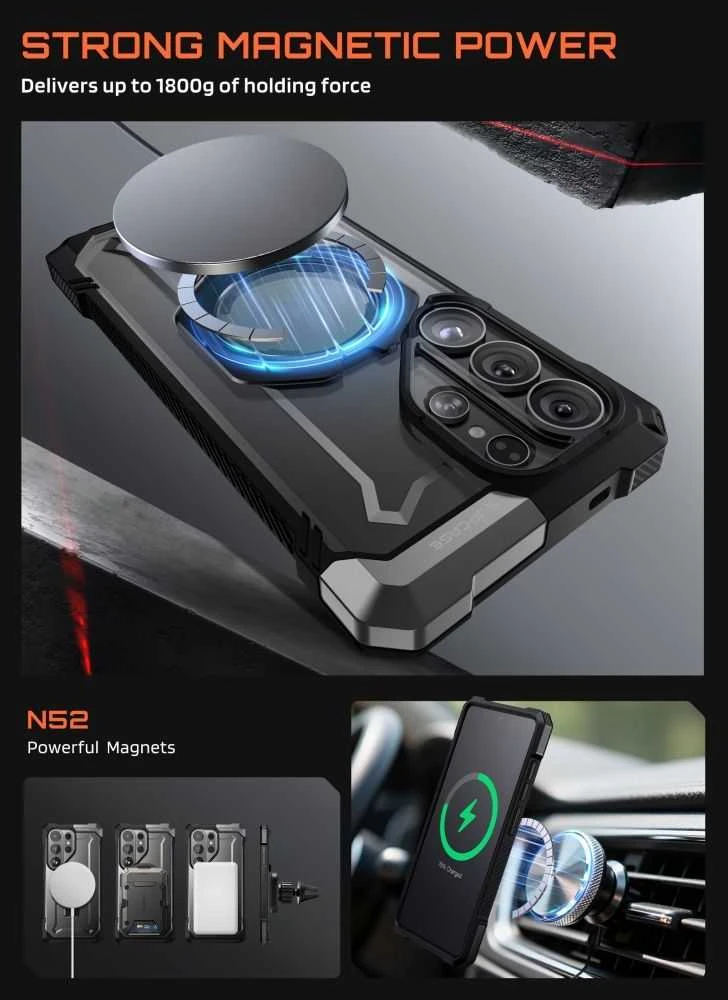 SupCase UB GRIP MAG MagSafe Samsung Galaxy S26 Ultra dėklas juodos spalvos