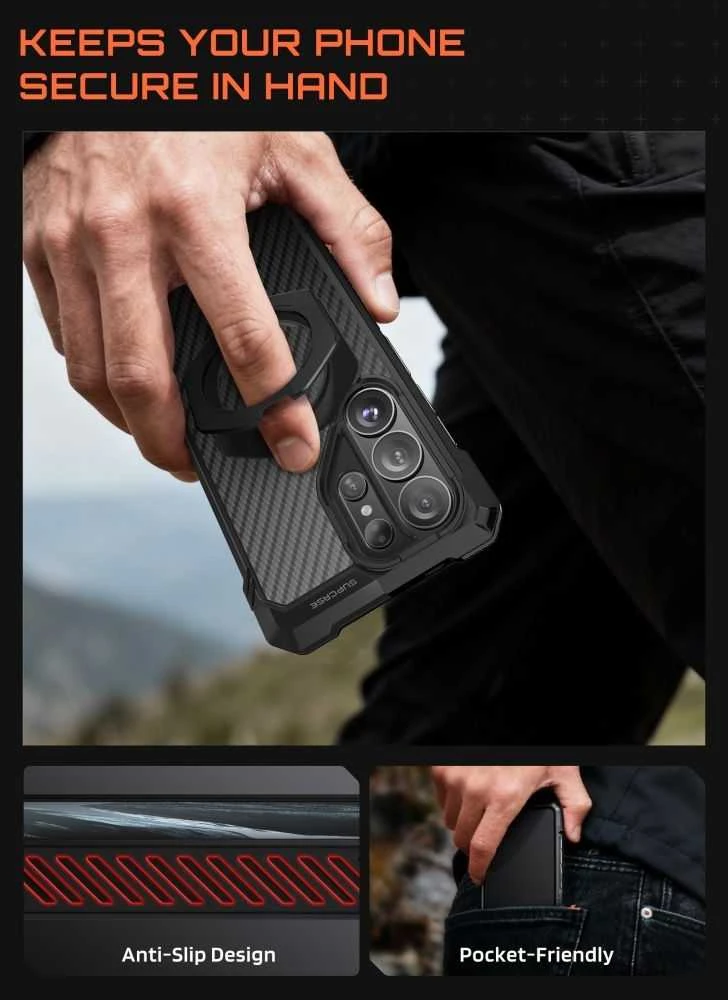 SupCase UB GRIP MAG MagSafe Samsung Galaxy S26 Ultra dėklas juodos spalvos