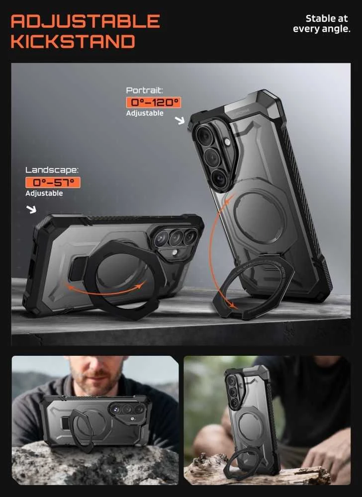 SupCase UB GRIP MAG MagSafe Samsung Galaxy S26 dėklas juodos spalvos