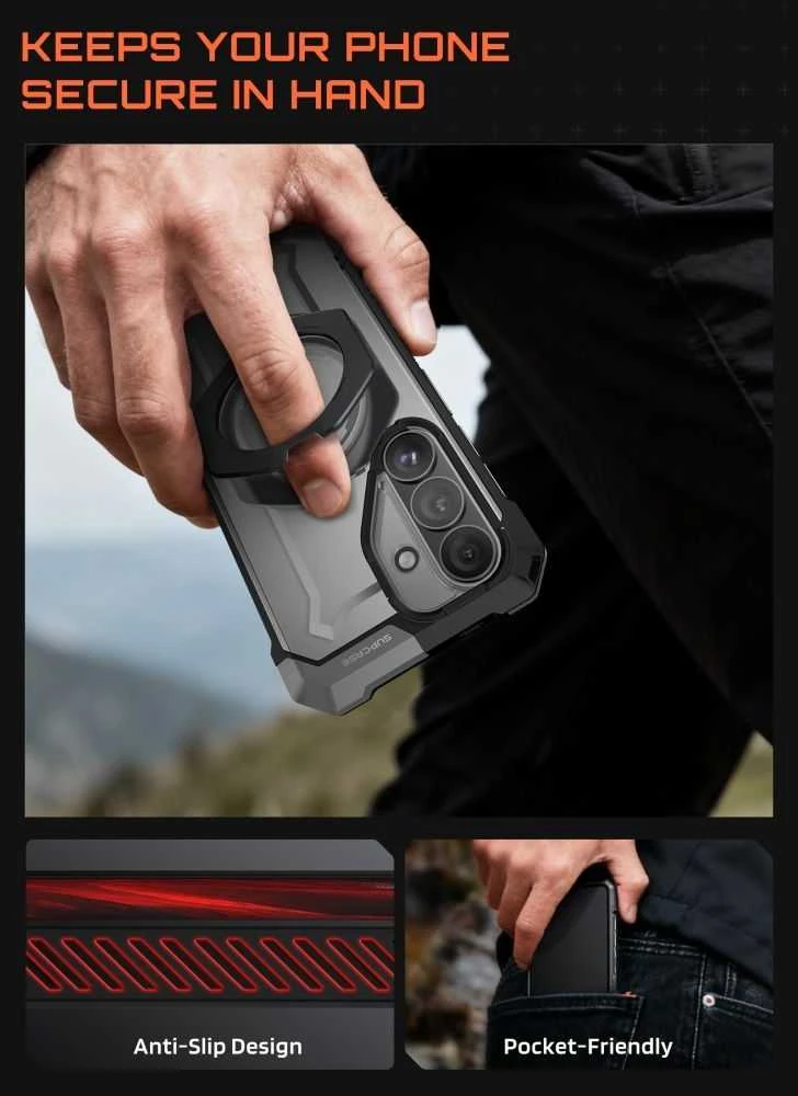 SupCase UB GRIP MAG MagSafe Samsung Galaxy S26 dėklas juodos spalvos